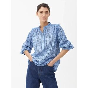 Talbots Womens Blue White Paisley Print Long Sleeve Button Down Shirt Top Size L